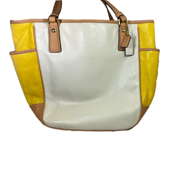 Coach Women's Purse Genuine Leather Colorblock Tote